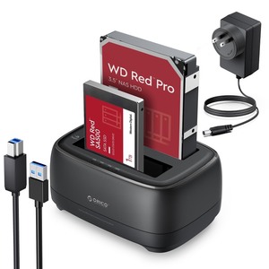 lot 7627348 image: ORICO Hard Drive Docking Station Dual Bay USB 3.0 to SATA with DuplicatorOffline Clone Function External Hard Drive Dock for 2.53.5 HDD SSD Max Up to 40TB Support UASP Plug&Play-DD-C