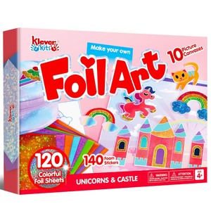 lot 7627355 image: Klever Kits Foil Art Kit for Kids - Arts & Crafts Supplies, Mess Free Coloring, Foil Foam Stickers, Creative Travel Toys, Birthday Gifts for Boys & Girls Ages 4 and Up
