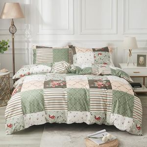 lot 7627358 image: Merryword Botanical Floral Comforter Set Queen Green Comforter Set Green Plaid Flowers Pattern Soft Microfiber Geometry Bedding Comforter Set