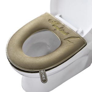 lot 7627362 image: timecity Warmer Toilet Seat Pads with Zipper Brown Toilet Seat Cover with Lifter Handle Set Washable Velvet Toilet Seat Cushion Soft Thicker Toilet Seats Warmer Mat, Brown