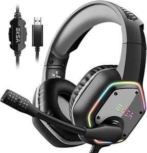 lot 7627376 image: EKSA E1000 USB Gaming Headset for PC, Computer Headphones with MicrophoneMic Noise Cancelling, 7.1 Surround Sound, RGB Light - Wired Headphones for PS4, PS5 Console, Laptop, Call Center