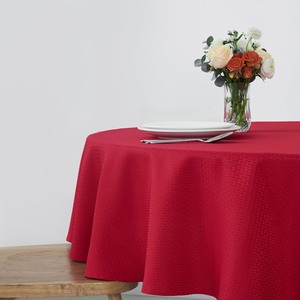 lot 7627380 image: maxmill Round Tablecloth Weaved Texture Design Spill-Proof Wrinkle Free Soft Christmas Table Cloth for Circular Table Cover, for Dining Room Banquet Parties Holiday Dinner, 90 Inch Red