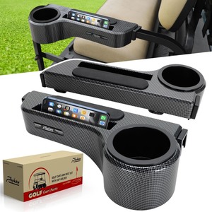 lot 7627385 image: Roykaw Golf Cart Armrest with Cup HolderRear Seat Arm Rests Fit for EZGOClub CarYamaha & Most Golf Cart, Upgrade 3rd Gen - with Phone Holder, No Drilling Required, Fit 1.01-14 Square Tube Frame