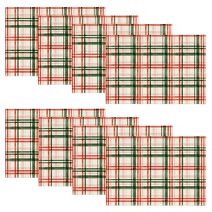lot 7627394 image: Artoid Mode Red Green Buffalo Plaid Christmas Placemats Set of 8, 12x18 Inch Seasonal Winter Table Mats for Party Kitchen Dining Decoration