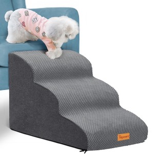 lot 7627396 image: Topmart 3 Tiers Foam Dog RampsSteps,Non-Slip Dog Steps,Extra Wide Deep Dog Stairs,High Density Foam Pet StairsLadder,Best for Older Dogs,Cats,Small Pets