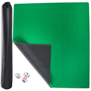 lot 7627401 image: GUSTARIA Mahjong Mat, Non-Slip & Noise Reduction Mahjong Table Mat, Game Mat with Carrying Bag & Dice (Green, 35 L x 35 W)