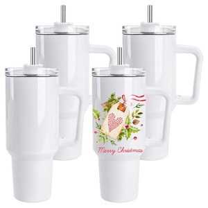 lot 7627402 image: D�S 4 Pack 40 oz Sublimation Tumbler with Handle Insulated Large Sublimation Tumblers Bulk with Lids and Straws Stainless Steel Coffee Mugs for DIY Craft Heat Press Print