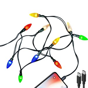 lot 7627409 image: 2 Pcs Christmas Lights Phone Charging Cable Type-C to Type-C Charger Cord 4.5 FT10 LED USB-C Festive Bulb Cables Compatible with Samsung Android Phonei 15PlusProMaxUltra