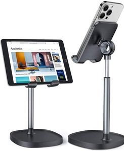 lot 7627412 image: LISEN Cell Phone Stand Adjustable Phone Holer for Desk, Computer Office Desk Accessories for iPhone 16 Holder Women Kitchen Essentials Fits All Mobile Phones Switch Kindle iPads Tablet 4-10in