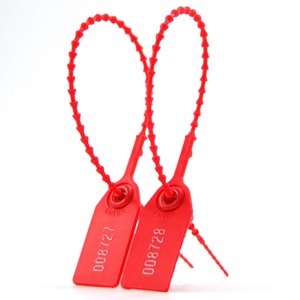 lot 7627417 image: Leadseals(R) 100 Plastic Tamper Seals, Zip Ties for Fire Extinguishers Pull Tite Security Tags Numbered Disposable Self-Locking Tie 250mm Length (Red)