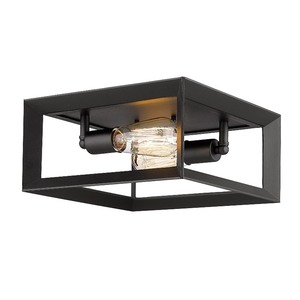 lot 7627420 image: Emliviar 2-Light Flush Mount Ceiling Light, 11 Inch Farmhouse Ceiling Light Fixture for Bedroom, Black Finish with Aluminum Frame, 3040-2 BK