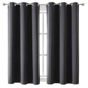 lot 7627424 image: ChrisDowa Grommet Blackout Curtains for Bedroom and Living Room - 2 Panels Set Thermal Insulated Room Darkening Curtains (Dark Grey, 42 x 63 Inch)