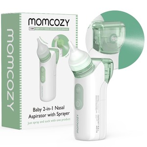 lot 7627427 image: Momcozy 2-in-1 Baby Nasal Aspirator with Nasal Spray, Electric Nasal Aspirator for Baby, Battery Powered Nose Aspirator for Newborn and Toddler, 2 Tips Replacements
