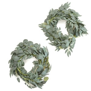 lot 7627430 image: Lings Moment Artificial Eucalyptus and Willow Greenery Garlands 5.9ft, 2pcs Fake Vines for Wedding Table RunnerArchEnter Aisle Hanging Decorations