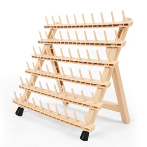 lot 7627431 image: lightmay Braiding Hair Rack with 60 Pegs Standing Versatile Extension Hair Holder with 60 Spools - Ergonomic Braid Stand for Stylists - Time-Saving (Wood)