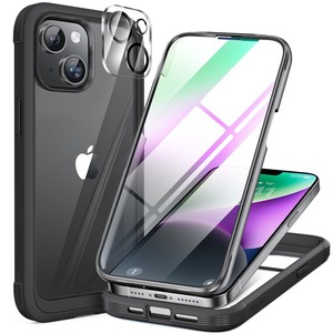 lot 7627436 image: Miracase Designed for iPhone 14 Case 6.1 inch, Full-Body Phone Case with Built-in 9H Tempered Glass Screen Protector a Lens Protecand Camertor Black
