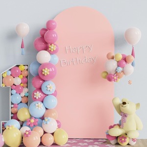 lot 7627445 image: Fomcet 7.2FT Wedding Arch Cover Pale Pink 2-Sided Spandex Fitted Fabric Arch Backdrop Cover Round Top Arch Cover Fabric for Birthday Party Baby Shower Wedding Arch Stand Decoration
