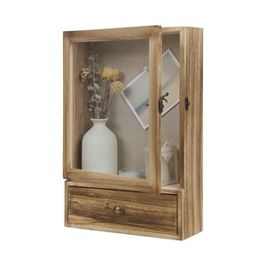 lot 7627446 image: Butizone Shadow Box Frame, 3.2 Deep Shadow Box Display Case with Real Glass and Drawer, Rustic Wood Memory Box for Pictures, Flowers, Memorial, Medals, Wedding Bouquet for Wall or Tabletop, Brown