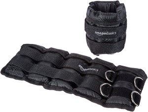 lot 7627450 image: Amazon Basics Adjustable Ankle Weights, 5 Pounds, Pair, Black