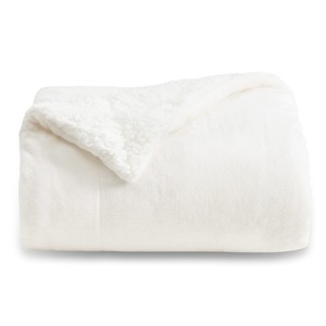 lot 7627459 image: Bedsure Sherpa Fleece Throw Blanket for Couch - Thick and Warm, Soft Fuzzy Plush Throw Blanket for Winter, White, 50x60 Inches