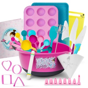 lot 7627460 image: Kids Cooking Sets Real Kids Baking Set - Baking Kit For Kids With Kid Safe Knife Set For Real Cooking - Baking Supplies For Kids With Nonstick Baking Pans, Kids Knife Set & Cook Book Best Baking Gift