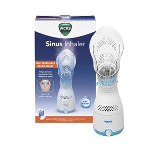 lot 7627465 image: Vicks Sinus Inhaler - Personal Steam Inhaler for Sinus Relief, Allergies, Congestion, Cough & Colds, Facial Steamer, Soothes Nasal & Throat Passages, Use with VapoPads (1 Included), FSA & HSA Eligible