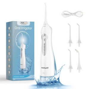 lot 7627483 image: Mornwell Water Dental Flosser Teeth Pick for Teeth, Portable Cordless Water Flossers Oral Irrigator with 10 Intensity 4 Jet Rechargeable IPX7 Waterproof Water Tank Flosser Electric Travel (White)