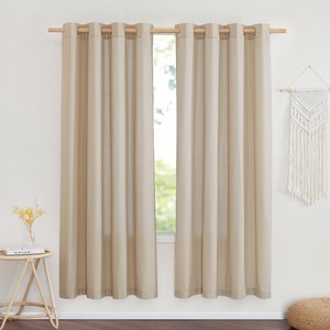 lot 7627494 image: NICETOWN Linen Curtains 72 inch Length 2 Panels, Grommet Privacy Curtains with Light Filtering Linen Blend Window Treatment for Living RoomBedroom, Angora, W55 x L72, 2 Panels