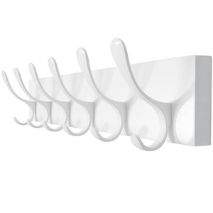 lot 7627495 image: SKOLOO Coat Rack Wall Mount - Wooden White Wall Coat Hook, Wall Coat Hanger Rack with 6 Hooks for Hanging Coats, Hats, Clothing, Scarfs, White
