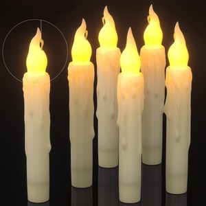 lot 7627500 image: PChero 6pcs Flameless Taper Candles with Timer, 6.7 LED Battery Operated Tapered Candlesticks with Warm Yellow Flickering Flame, Dripless Candles for Halloween Themed Party Xmas Home Decorations
