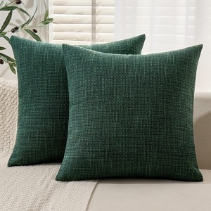 lot 7627506 image: MIULEE Burlap Linen Throw Pillow Covers 24x24 Inch Dark Green Decorative Pillow Covers Modern Farmhouse Pillowcases Soft Accent Cushion Covers for Couch Sofa Bedroom Living Room Home Decor