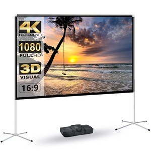 lot 7627512 image: Portable Projector Screen with Stand Outdoor Camping Projection Screen 80 inch 4K Movie Screen for Home Backyard Indoor 169 HD Night