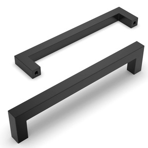 lot 7627514 image: Amerdeco 10 Pack Matte Black Cabinet Pulls 6.25 Inch(160mm) Hole Centers Kitchen Cabinet Handles Cabinet Hardware Cupboard Handles Square Drawer Pulls SH0004