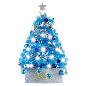 lot 7627520 image: Mini Christmas Tree with Lights, Migaven 24inch2ft Tabletop Artificial Blue Christmas Tree with Led String Light for Home Office Party Christmas Decoration