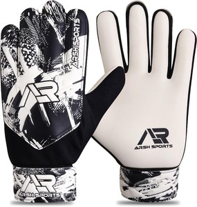 lot 7627521 image: Arsh Sports Soccer Goalie Gloves,Football Goalkeeper Gloves for Kids Boys Youth Children Double Wrist Protection Along 4mm Super Grip Palm (White Black, Size 5 Suitable for 9-12 Years)