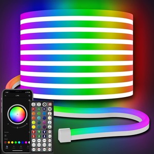 lot 7627524 image: 32.8Ft Neon Rope Lights,Flexible Led Rope Lights Control with AppRemote,Multiple Modes Rope Lights,IP65 Outdoor RGB Led Neon Lights Waterproof,Music Sync Gaming Led Neon Light Strip for Bedroom Decor