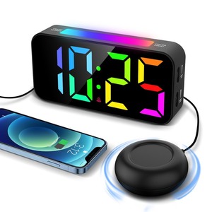 lot 7627529 image: Topski Alarm Clocks for Heavy Sleepers, Vibrating Alarm Clock with Bed Shaker, Night Light, Large Display, Dimmable Loud Clock for Adults Hearing Impaired Deaf Seniors Teens (RGB)