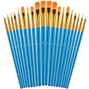 lot 7627531 image: Paint Brushes Set for Acrylic Painting, 20 Pcs Oil Watercolor Acrylic Paint Brush, Artist Paintbrushes for Body Face Rock Canvas, Kids Adult Drawing Arts Crafts Supplies, Blue