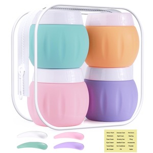 lot 7627533 image: Travel Containers for Toiletries, GLAMFIELDS TSA Approved 1.7oz 50ml Travel Size Silicone Cream Jars BPA Free, Leak-proof Travel Essentials with Lid for Cosmetic Face Hand Body Cream Macaron (4 Pack)