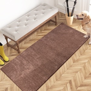 lot 7627549 image: PURRUGS Dirt Trapper Door Mat 24 x 59, Non-Slip Machine Washable Entry Rug, Shoe Scraper, Dog Door Mat, Super Absorbent Welcome Mat for Front & Back Door, Muddy Shoes & Paws, Brown-Light Cream