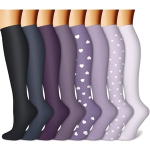 lot 7627554 image: CHARMKING Compression Socks for Women & Men (8 Pairs) 15-20 mmHg Graduated Copper Support Socks are Best for Pregnant, Nurses - Boost Performance, Circulation, Knee High & Wide Calf (LXL, Multi 58)