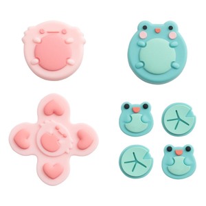 lot 7627565 image: GeekShare Silicone Cross D-Pad Button Caps Set Joystick Cover - ABXY Key Buttons Sticker Compatible with SwitchOLED Joy Con - Frog & Axolotl
