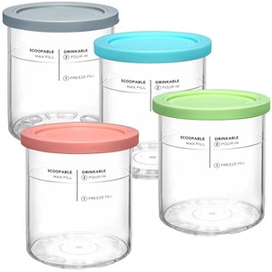 lot 7627570 image: Replacement for Ninja Creami Deluxe Pints and Lids 4 Pack,Compatible with Ninja Creami 11-in-1 NC501 NC500 Series Deluxe Ice Cream Maker,24oz Deluxe XL Cups(Blue,Pink,Grey,Green)