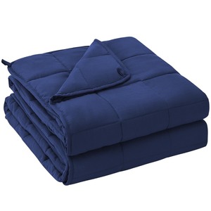 lot 7627580 image: yescool Weighted Blanket for Adults (20 lbs, 60�� x 80��, Blue) Cooling Heavy Blanket for Sleeping Perfect for 190-210 lbs, Queen Size Breathable Blanket with Premium Glass Bead, Machine Washable