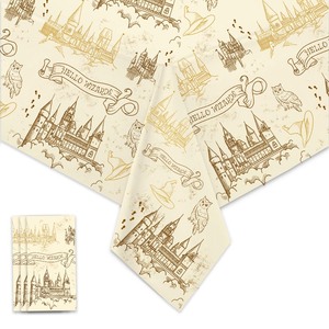 lot 7627582 image: Vusnud 3 Packs - Wizard Tablecloth, Plastic Wizards Themed Halloween Table Covers, Disposable Magical Party Supplies, 52 x 108, Fit for 8 Ft Table, for Halloween Party Decoration