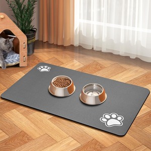 lot 7627585 image: Pet Feeding Mat-Absorbent Dog Mat for Food and Water Bowl-Dog Accessories Pet Supplies-Dog Water Bowl for Messy Drinkers-No Stains Quick Dry Dog Water Dispenser Mat (16x24, Dark Grey)