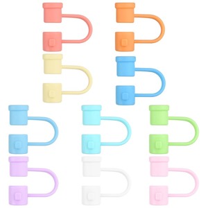 lot 7627593 image: BOUBONI 10 Pieces Silicone Straw Cover Set Reusable Drinking Straw Tips Compatible with 6-8mm Straws 10 Colors Available Perfect for Traveling, Picnicking, Fitness, Party Decoration and Protection