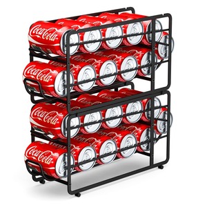 lot 7627596 image: CANYAVE Soda Can Organizer Storage Rack, 2 Pack Stackable Beverage Soda Can Dispenser Organizer Holder for Refrigerator, Cabinet, Pantry (Black)