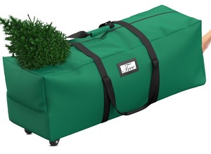 lot 7627599 image: Mrrihand Christmas Tree Storage Bag, 9 Ft Large Artificial Anti-Tear Heavy-Duty 600D Oxford Cloth Xmax Christmas Tree Storage Box with Rolling Wheels, Christmas Tree Storage Container (Red)