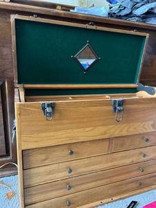 lot 7514 image: 8 Drawer Machinist Wooden Tool Chest Wood Cabinet Box Workshop Storage Organizer